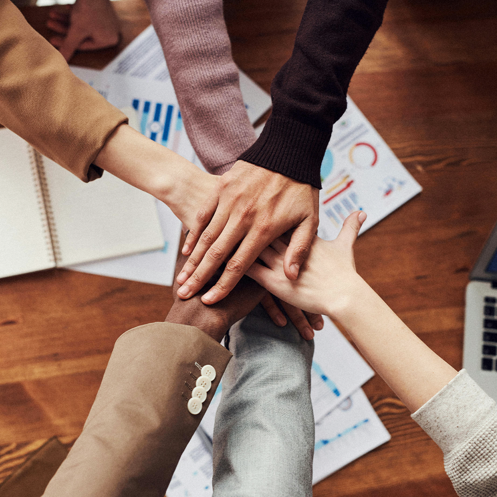 Illustration of workplace change resistance hands