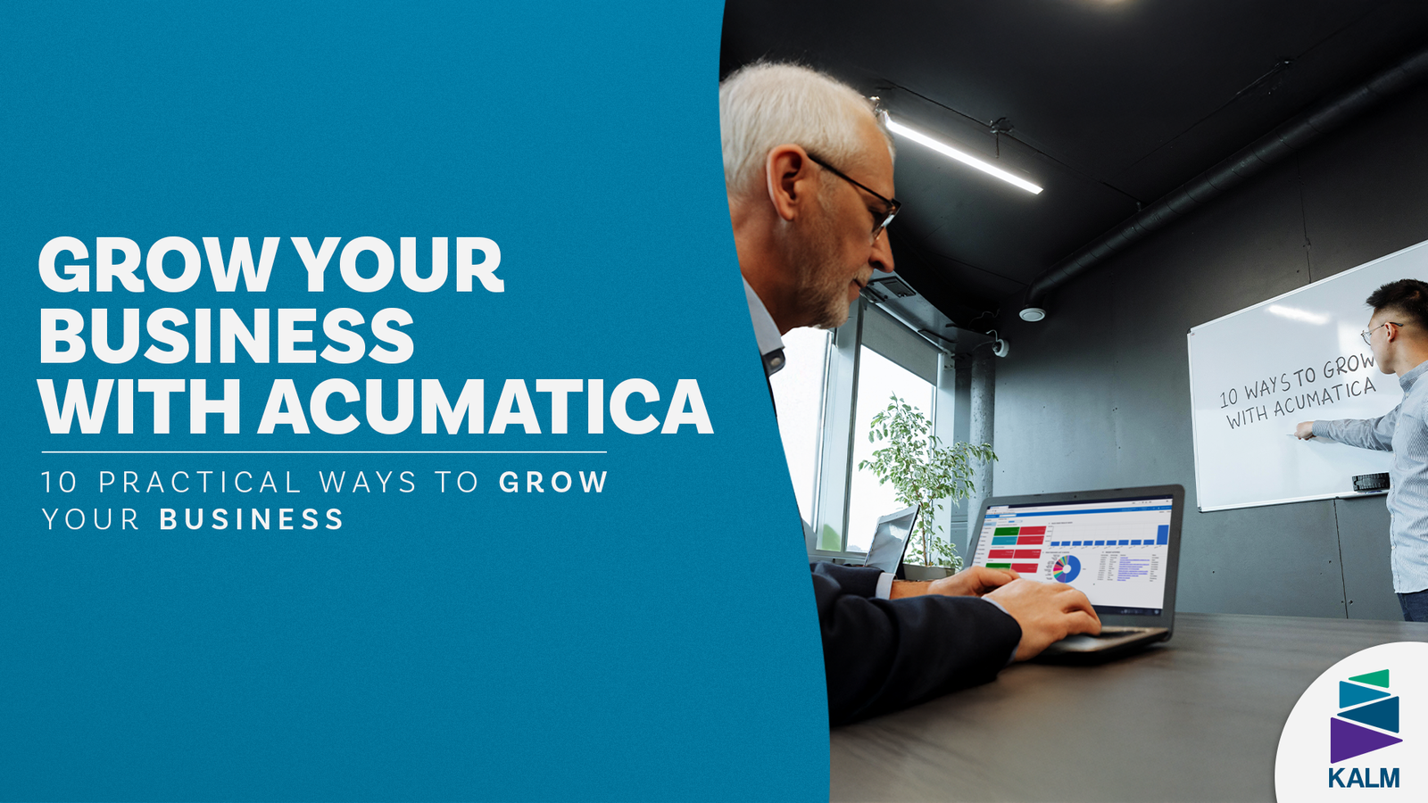 grow your business with Acumatica team reviewing real-time dashboards in Acumatica ERP